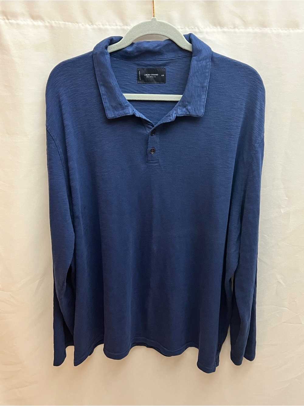 Lucky Brand Men’s XXL Blue Long Sleeve Slub Polo Shirt